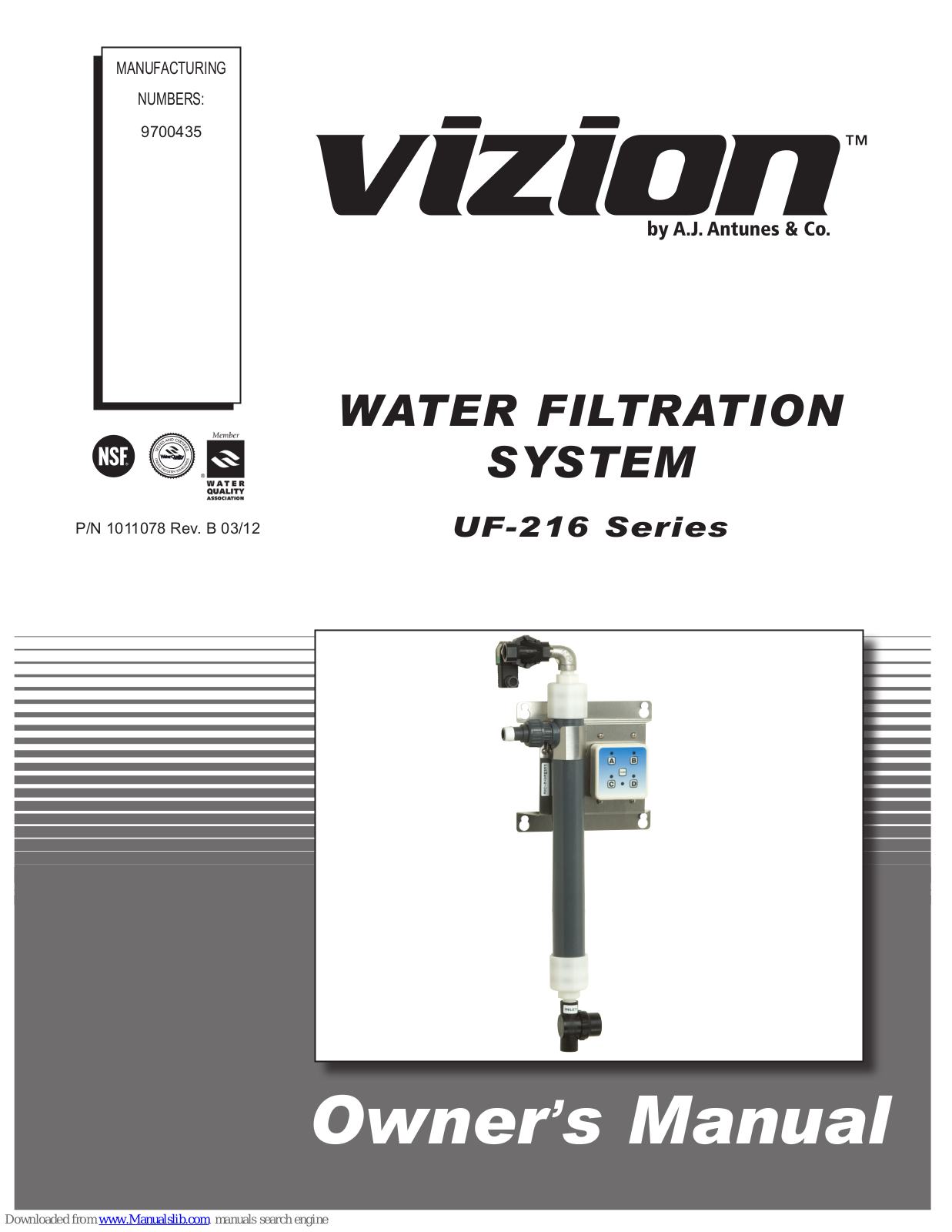 Vizion UF-216 series, UF-216 9700435 Owner's Manual