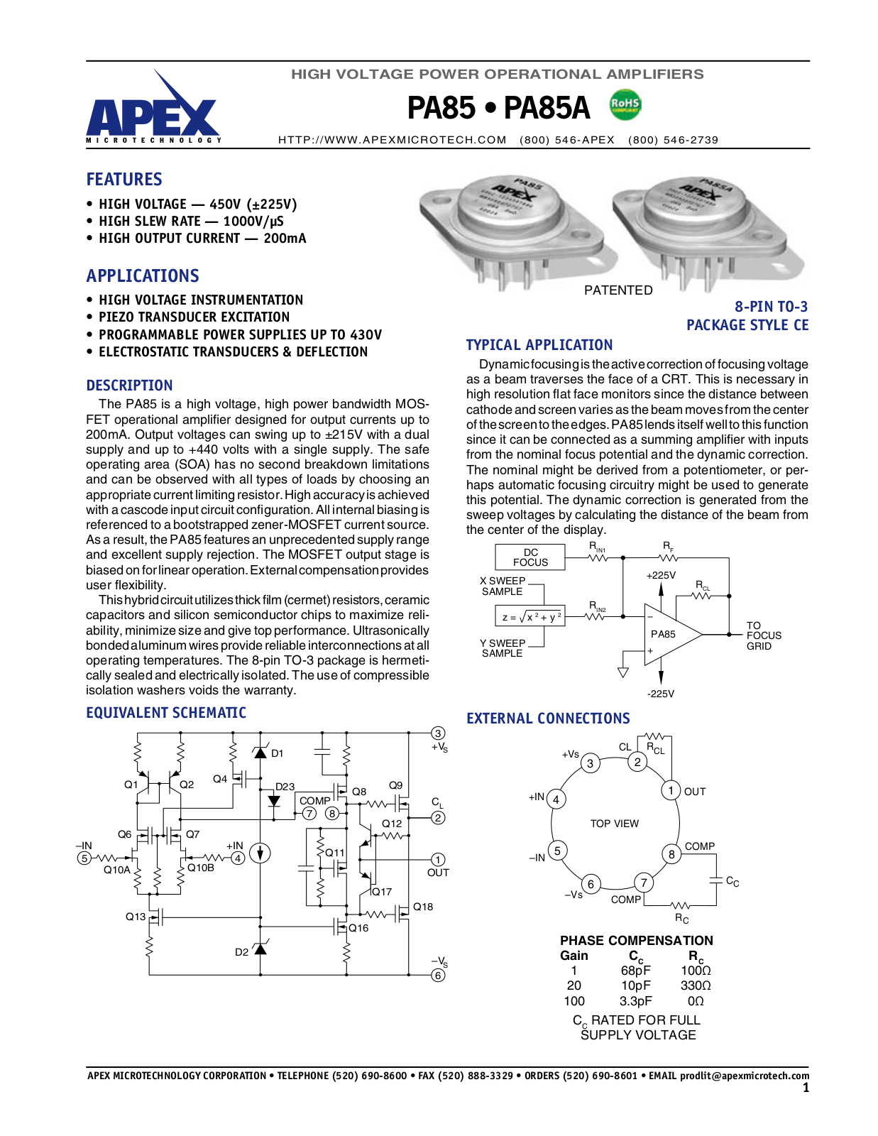 CIRRUS LOGIC PA85, PA85A Service Manual