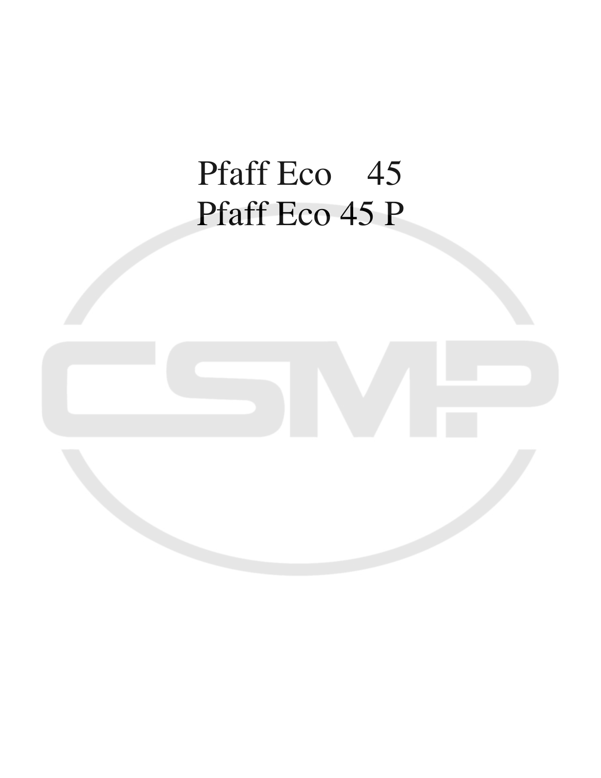 Pfaff ECO-45-P Parts Book