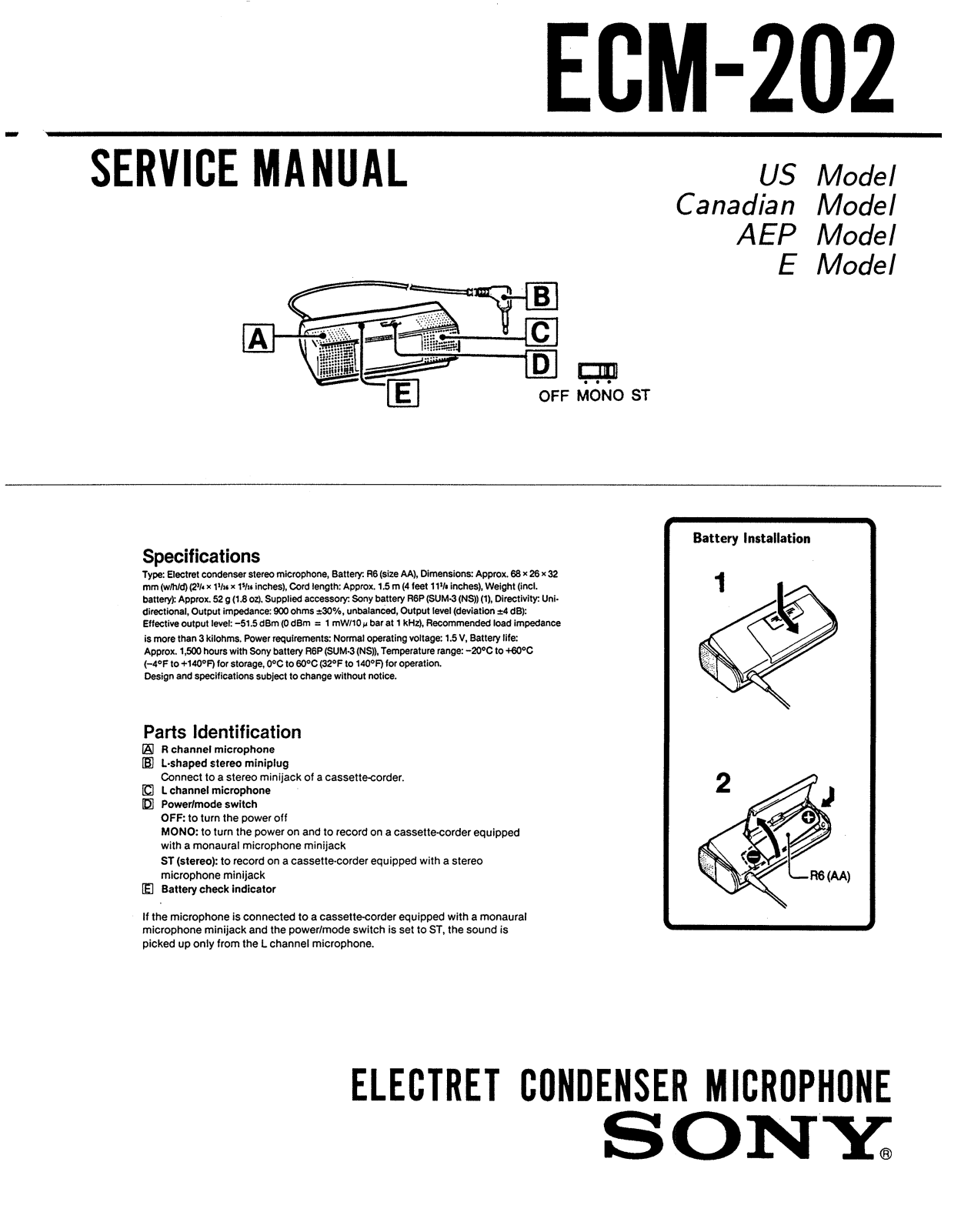 Sony ECM-202 Users guide - ManualMachine.com