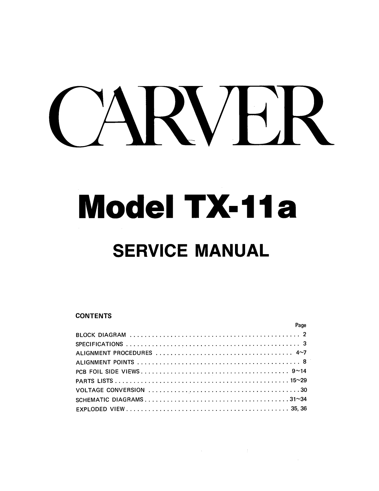 Carver TX-11-A Service manual