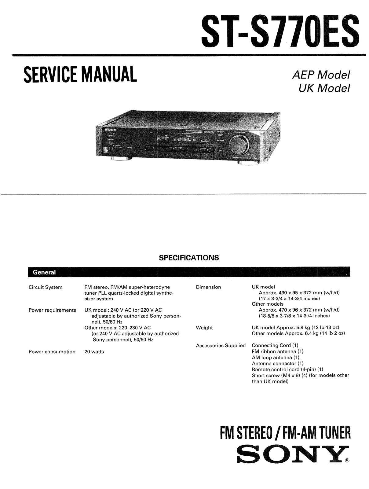 Sony STS-770-ES Service manual