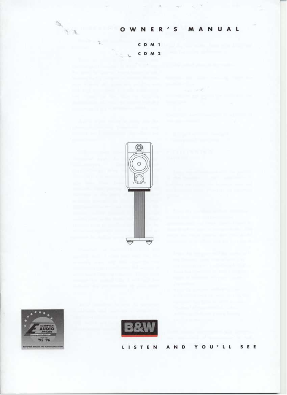 Bowers & Wilkins CDM2 User Manual