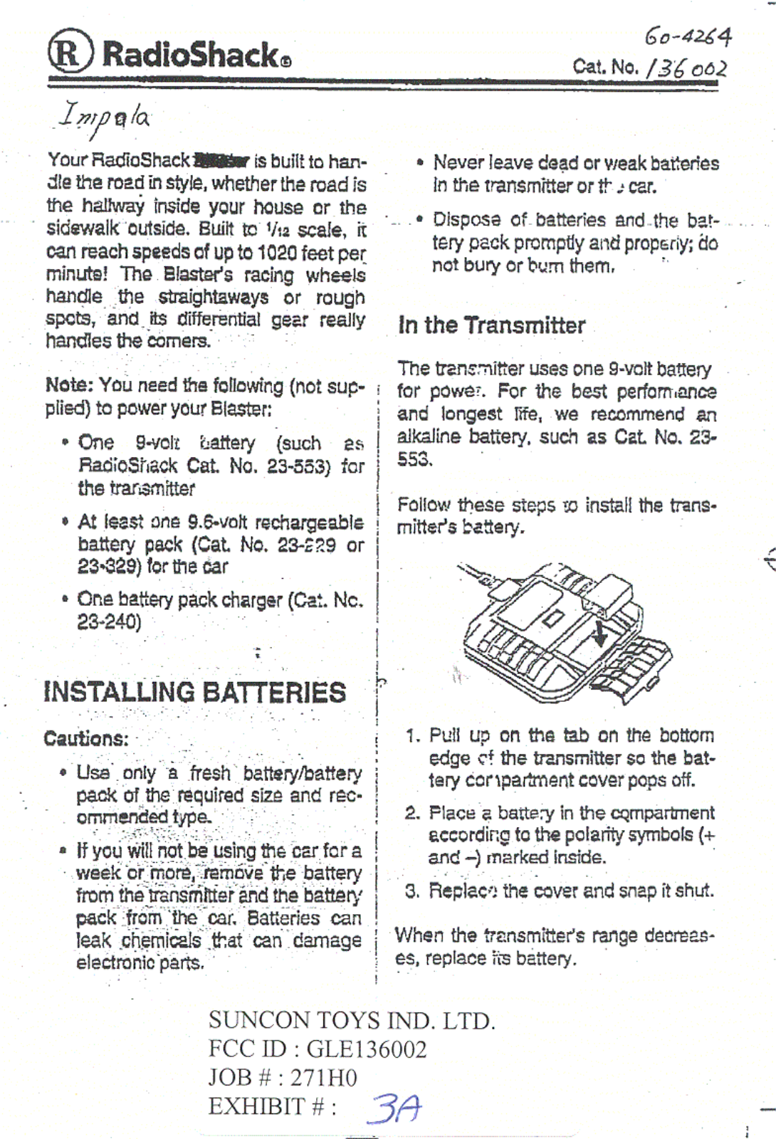 Suncon Toys Industry 136002 Users manual