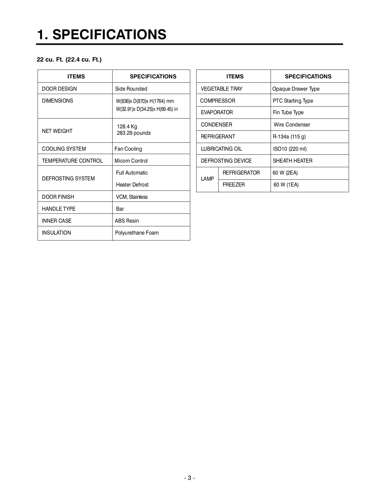 Espec LRFD22850 SPECIFICATIONS - ManualMachine.com