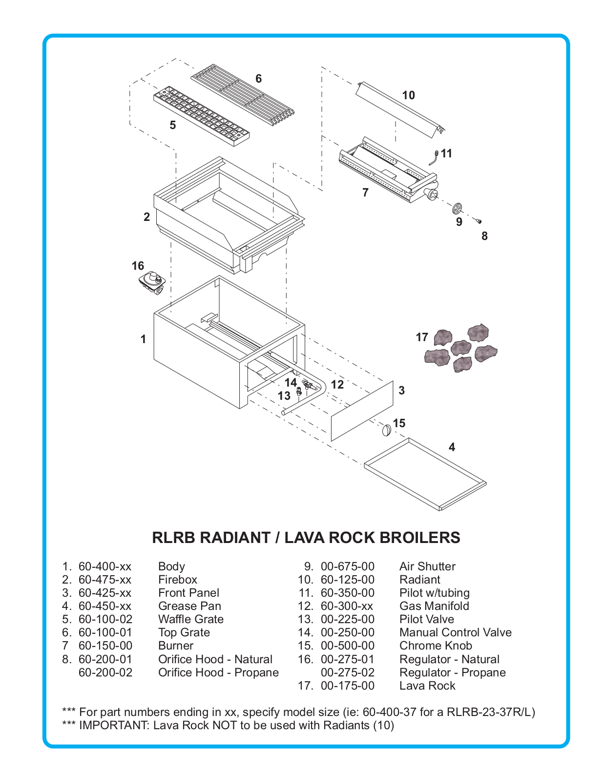 Connerton RLRB Parts List