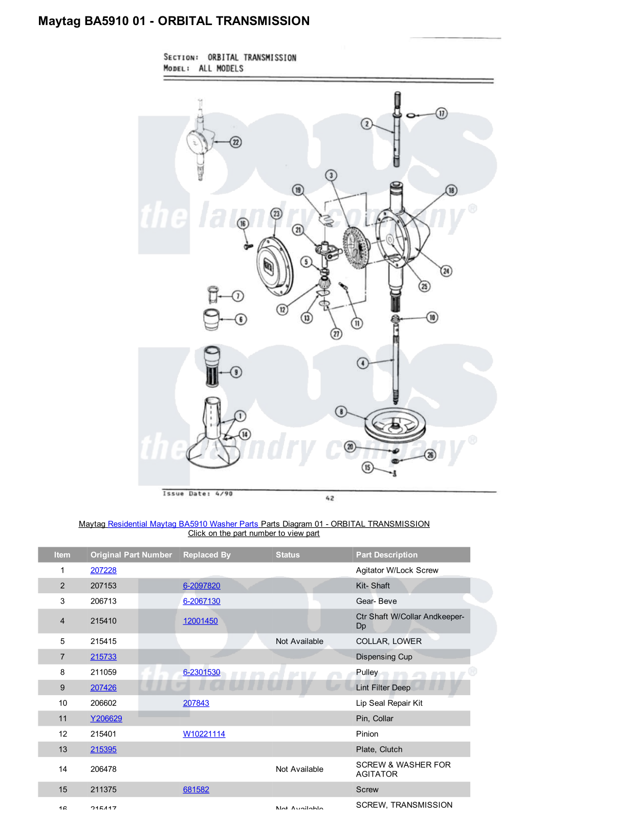 Maytag BA5910 Parts Diagram