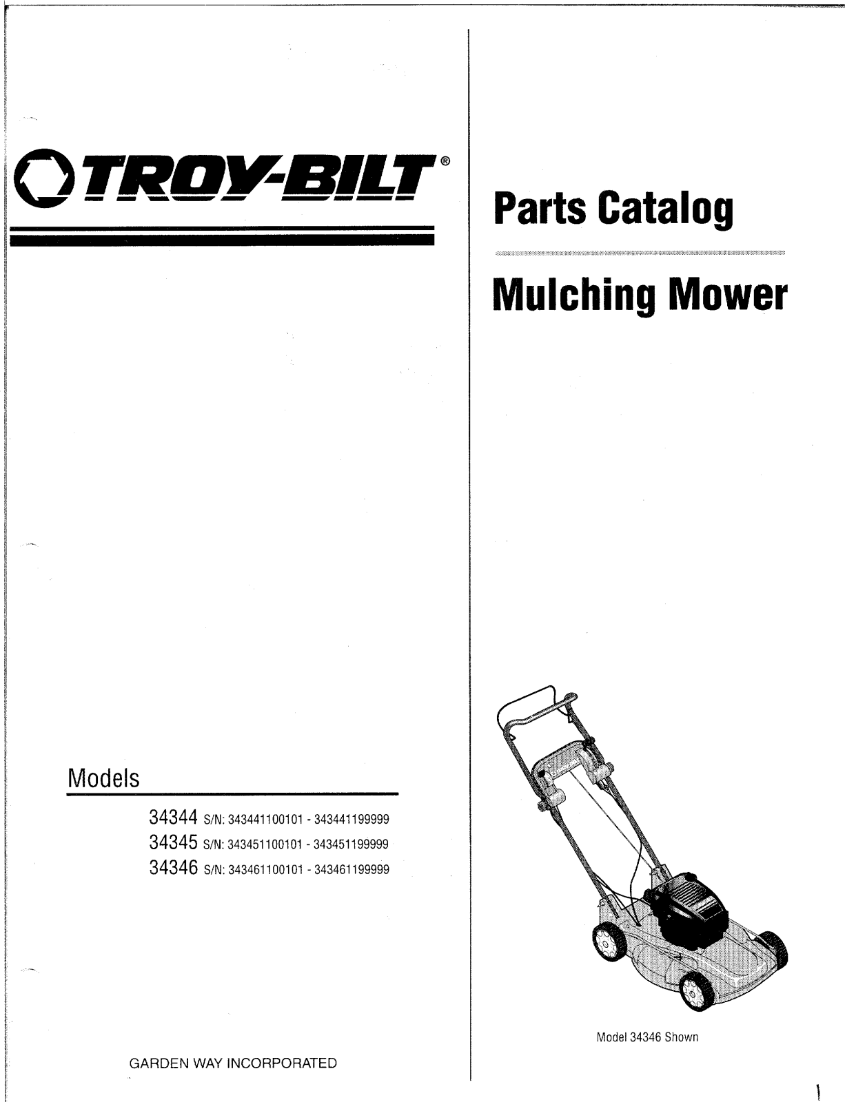 Mtd 34346, 34344 PART LIST