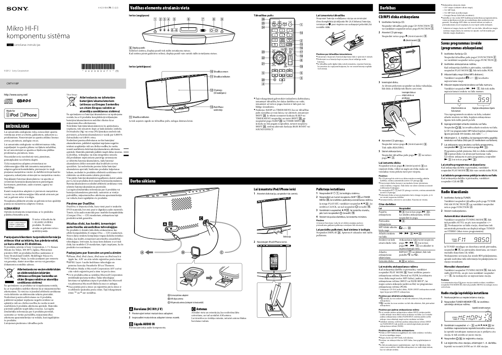 Sony CMT-V10iP User Manual