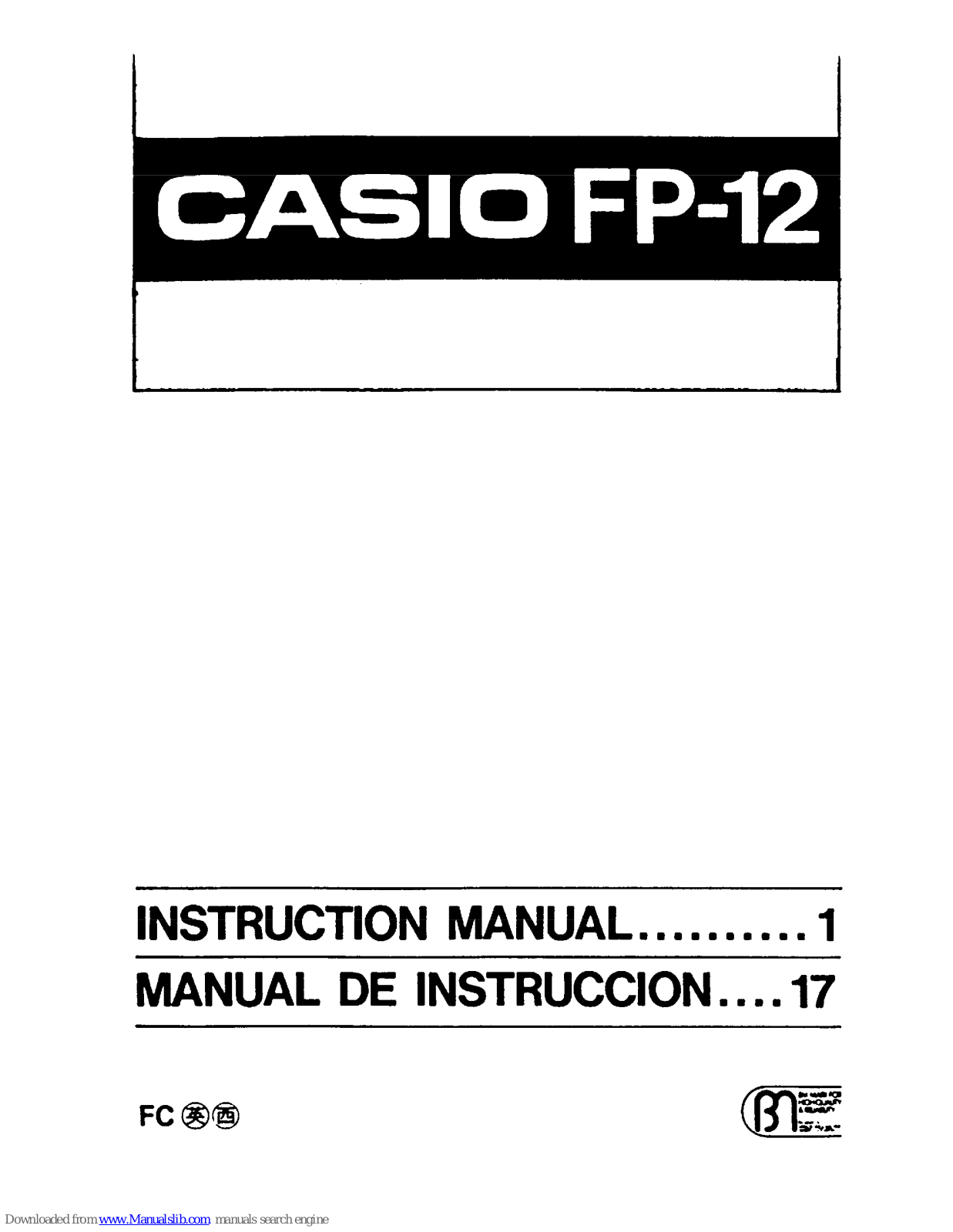 Casio FP-12 Instruction Manual