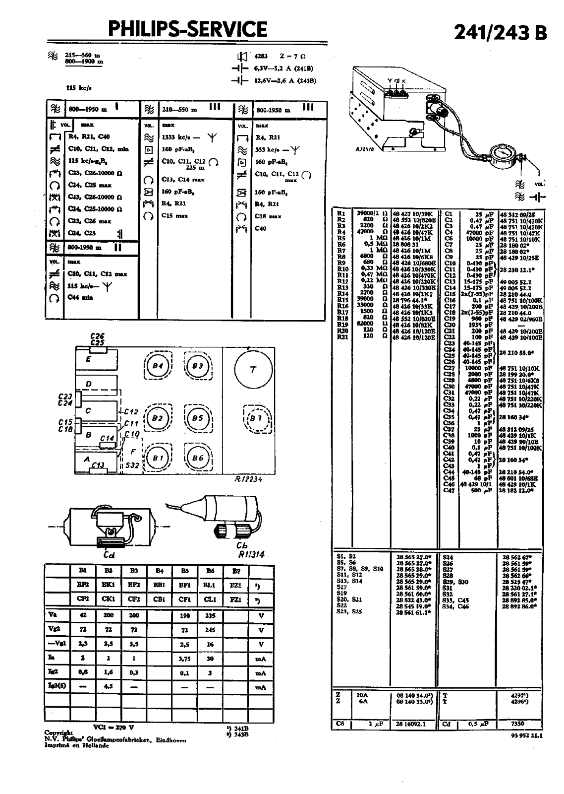 Philips 243-B, 241-B Schematic