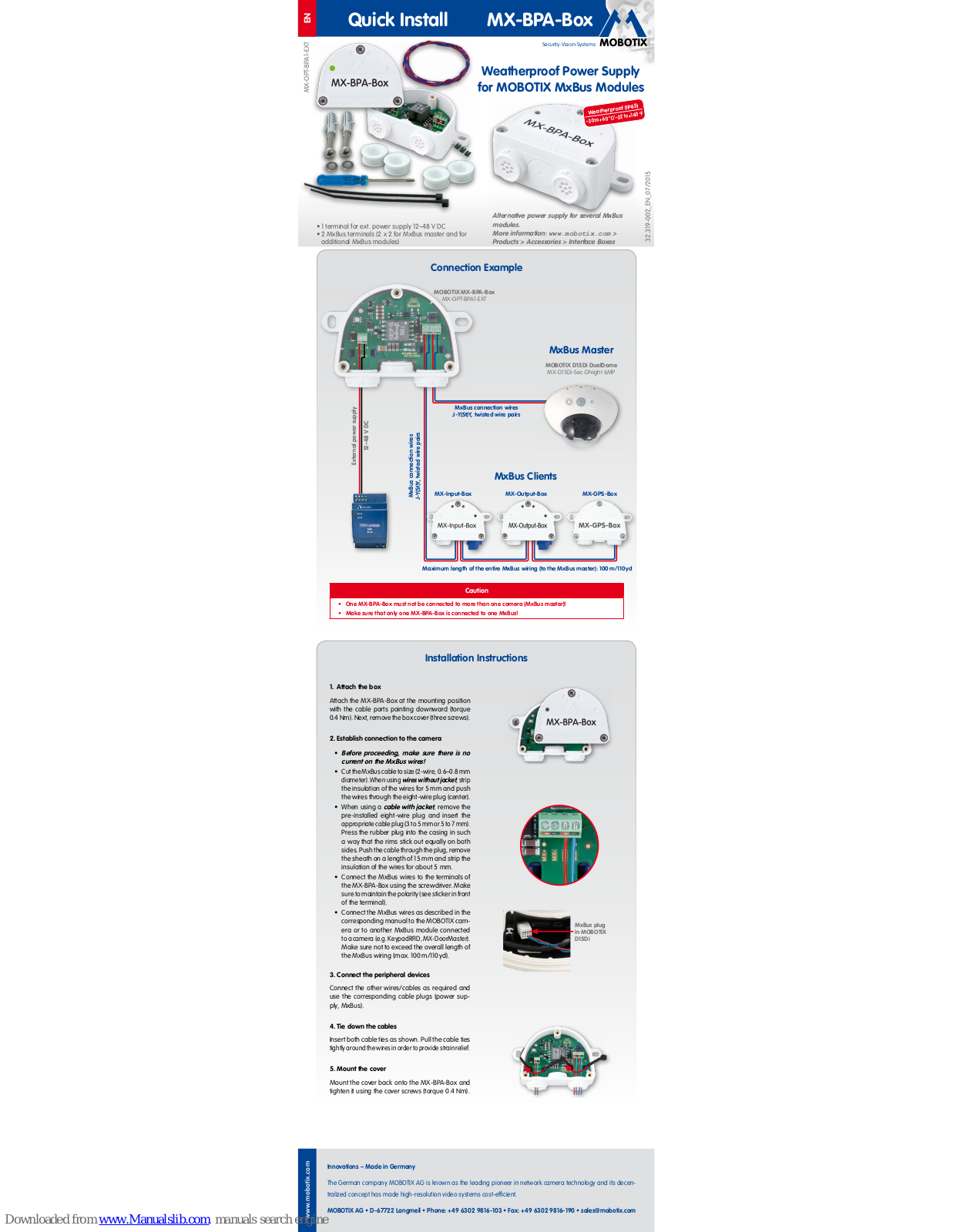 Mobotix MX-BPA-Box Quick Install Manual