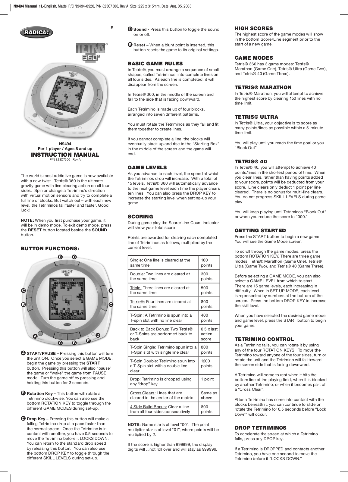 Fisher-Price N9494 Instruction Sheet