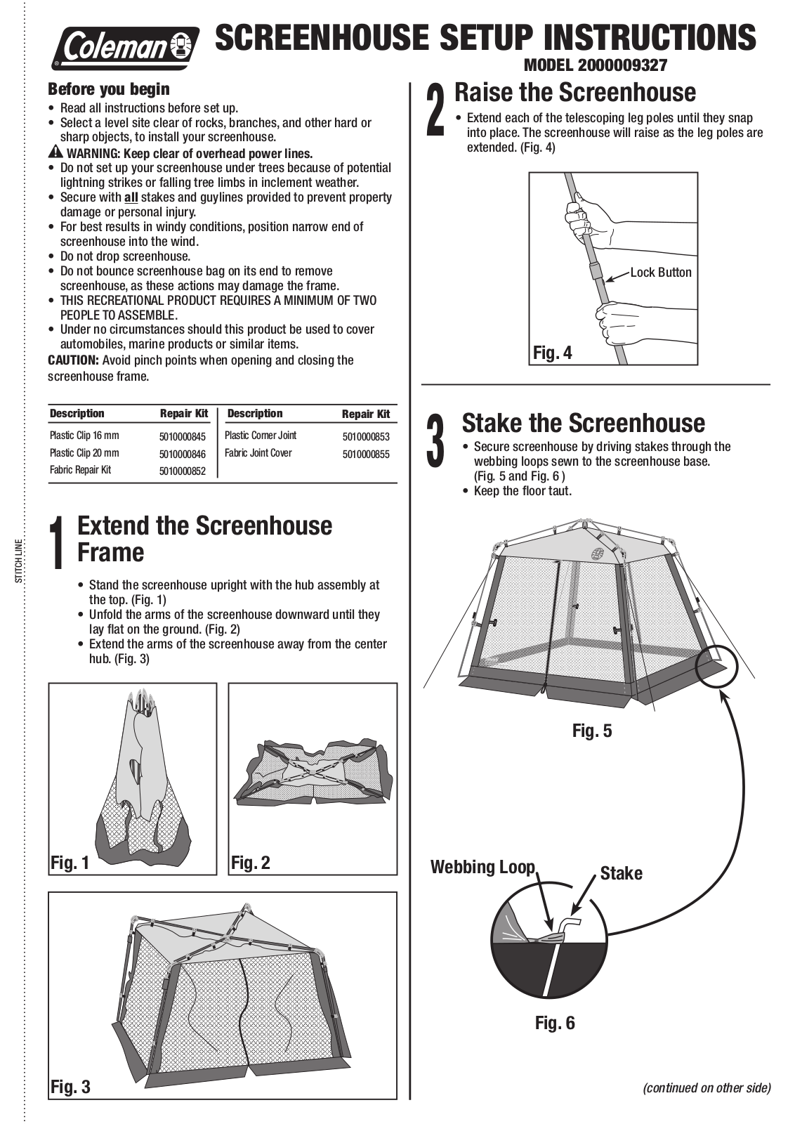 Coleman 2000009327 User Manual