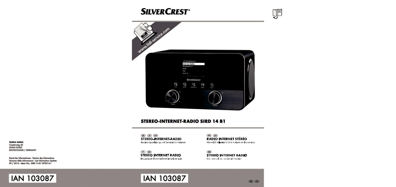 Silvercrest SIRD 14 B1 User Manual