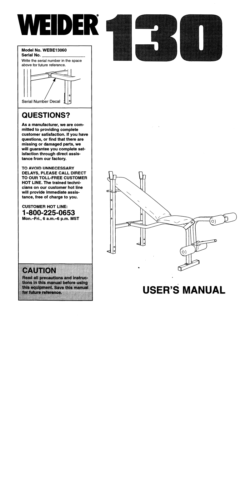 Weider 130 User Manual