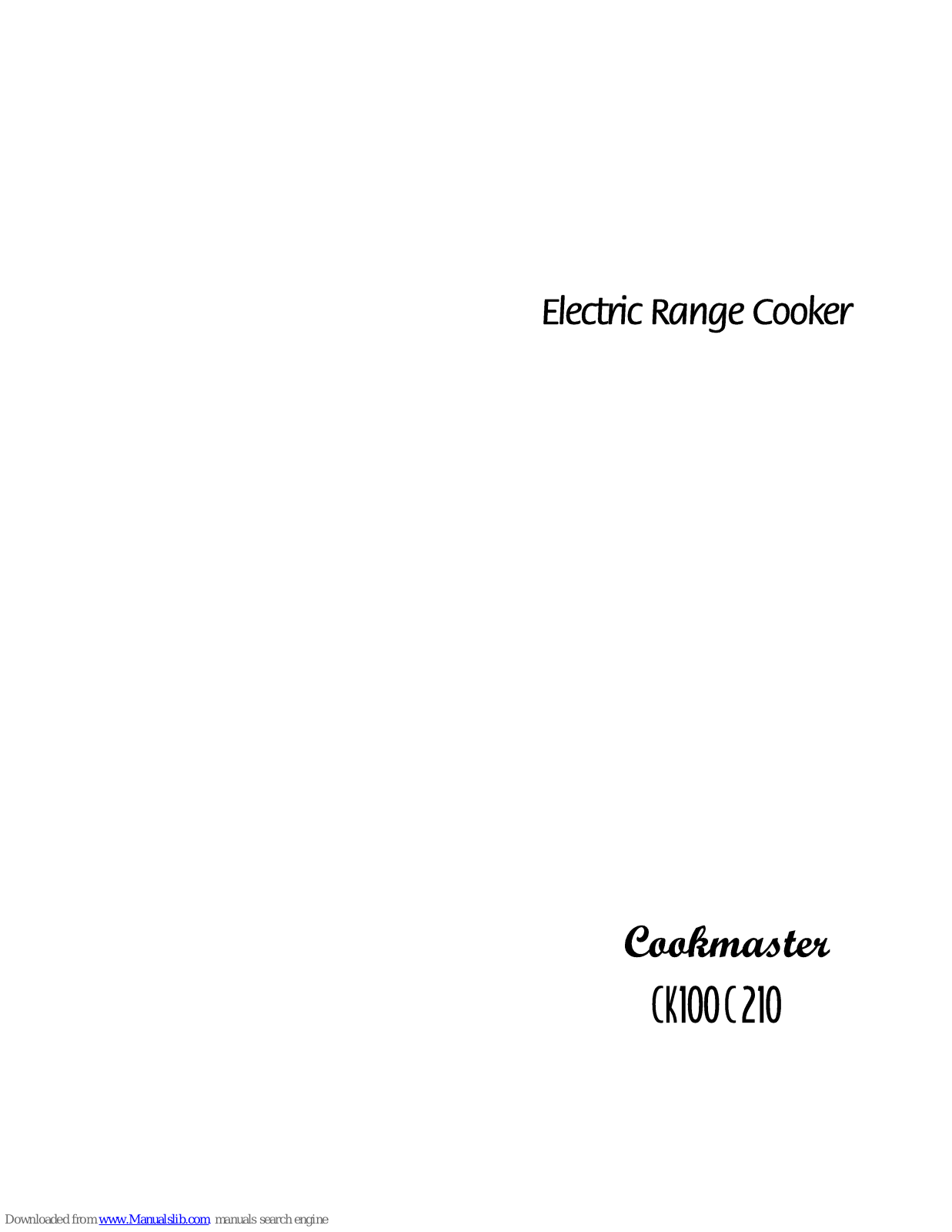 Cookmaster CK100C210 User Manual - ManualMachine.com