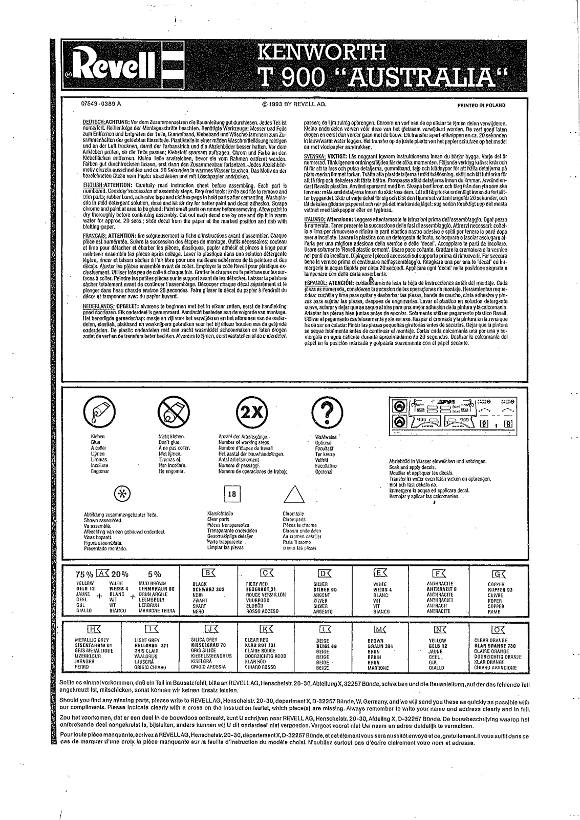 REVELL Kenworth Australia User Manual