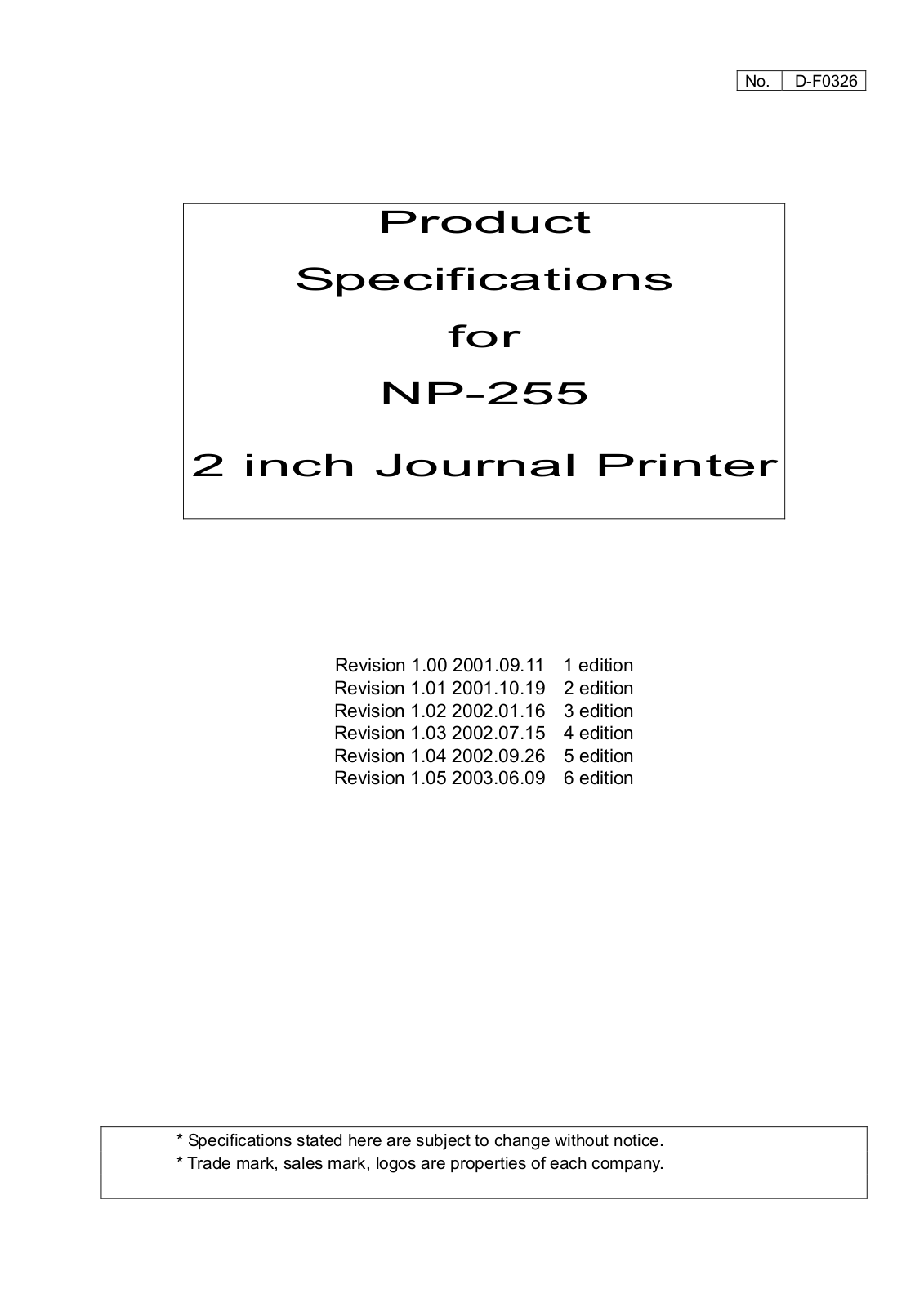 Star Micronics NP-255 User Manual