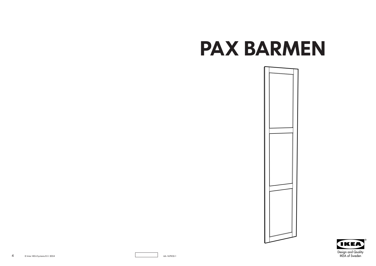 IKEA PAX BARMEN DOOR 20X90 Assembly Instruction