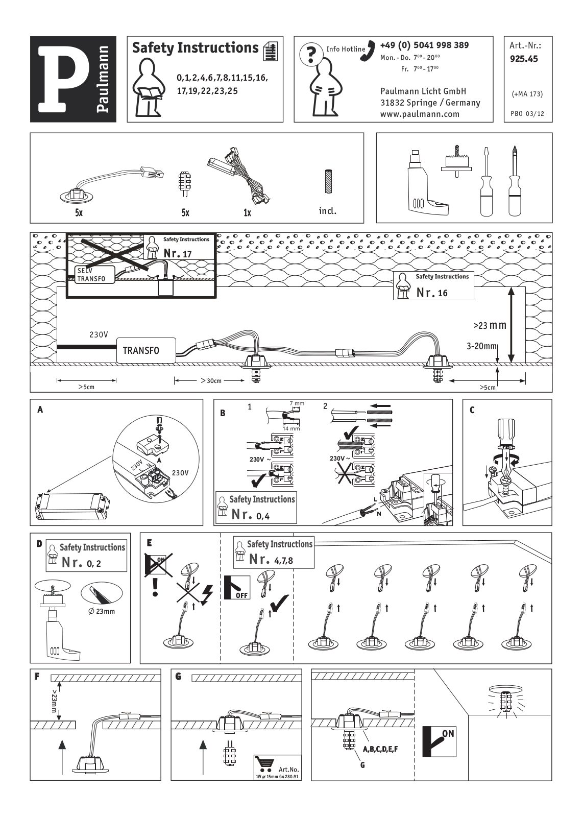 Paulmann 92545 Safety instructions - ManualMachine.com