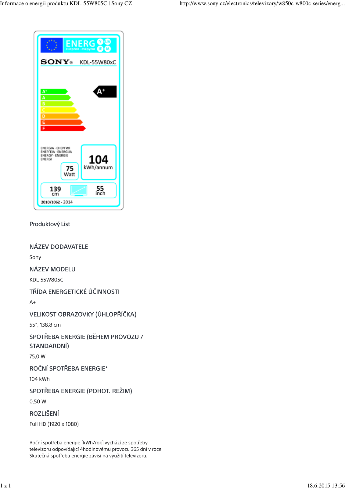 Sony KDL-55W805 User Manual