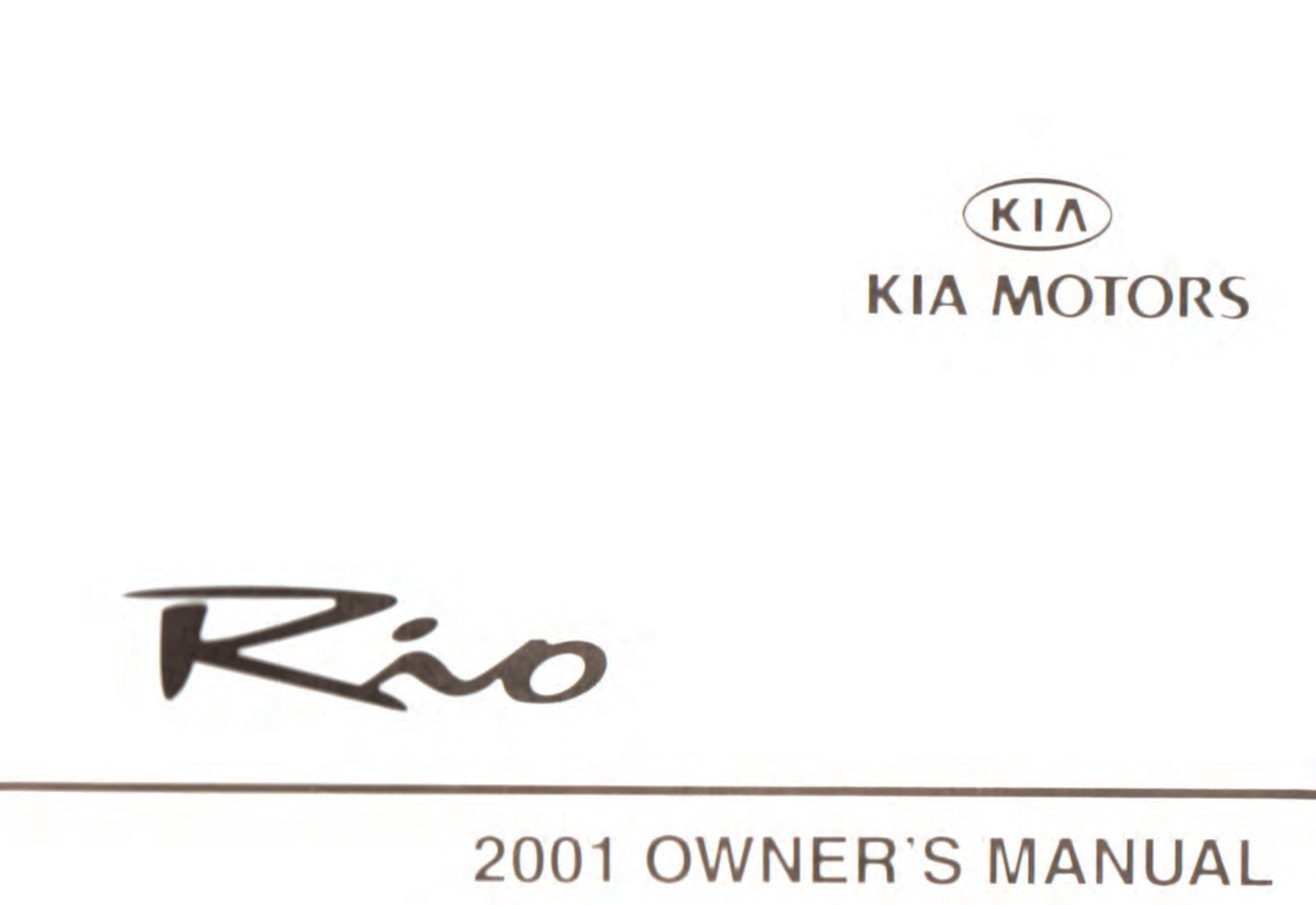 Kia Rio 2001, Rio 5door 2001 Owner's Manual