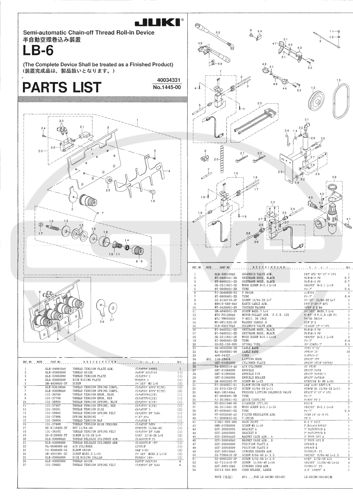 Juki LB6 Parts Book