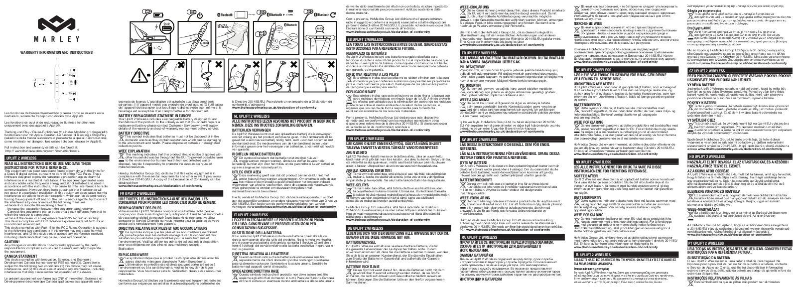 MARLEY UPLIFT 2 BT SIGNATURE Instruction Manual