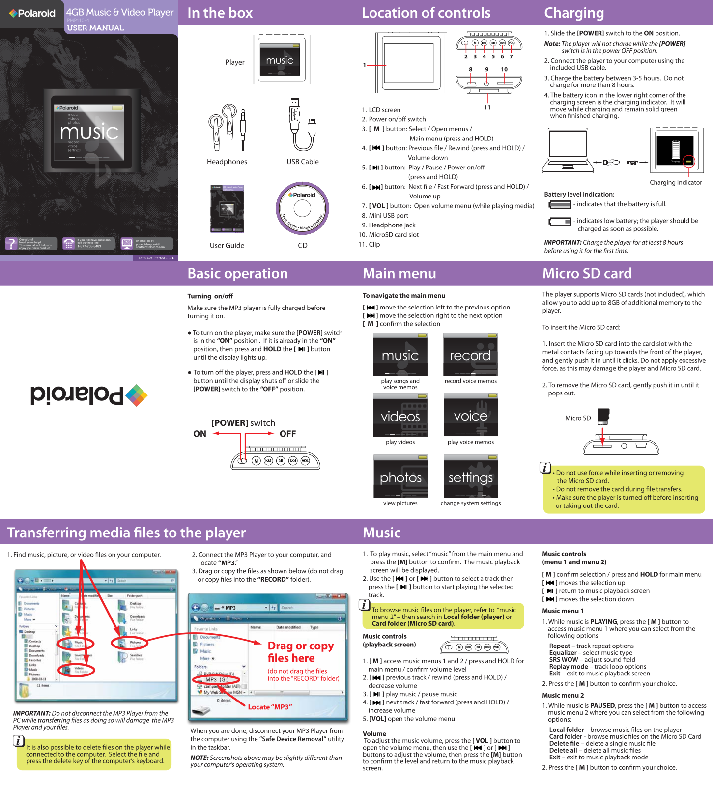 Polaroid PMP110-4 User Manual