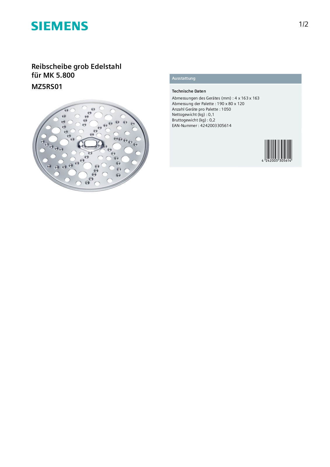 Siemens MZ5RS01 User Manual