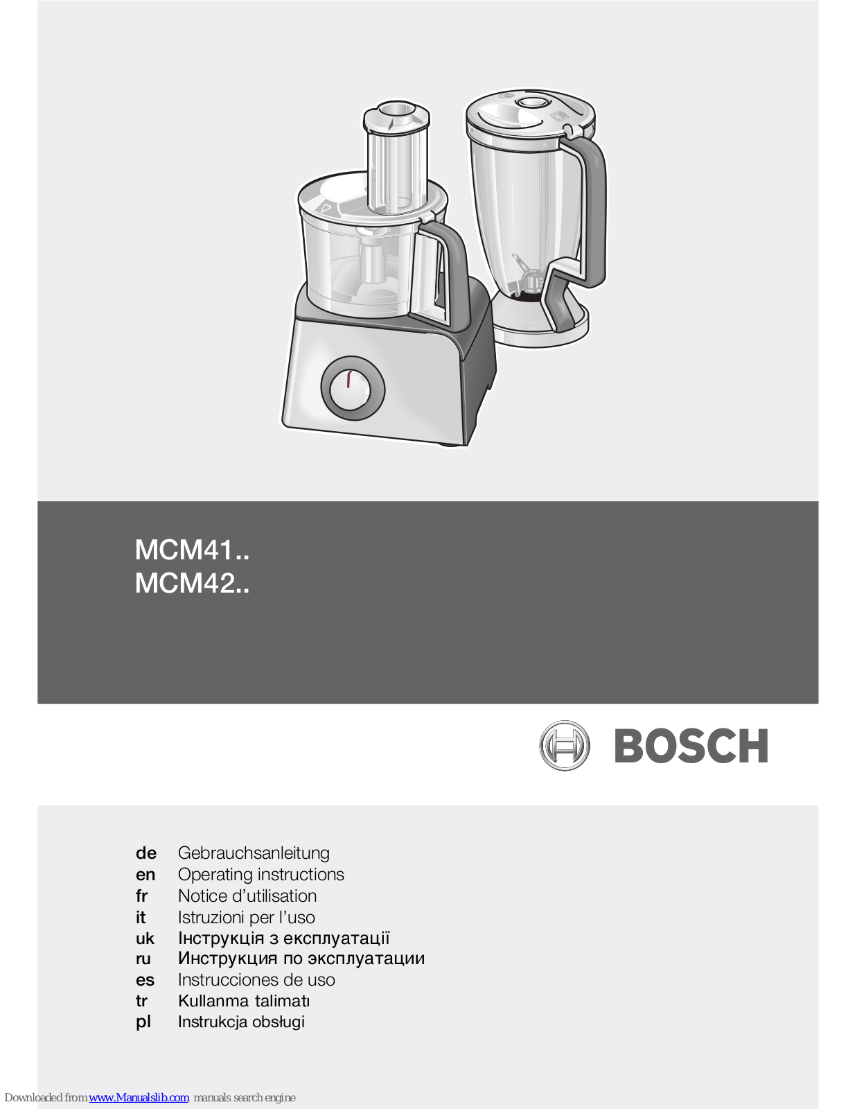 Bosch MCM41 series, MCM42 series Operating Instructions Manual