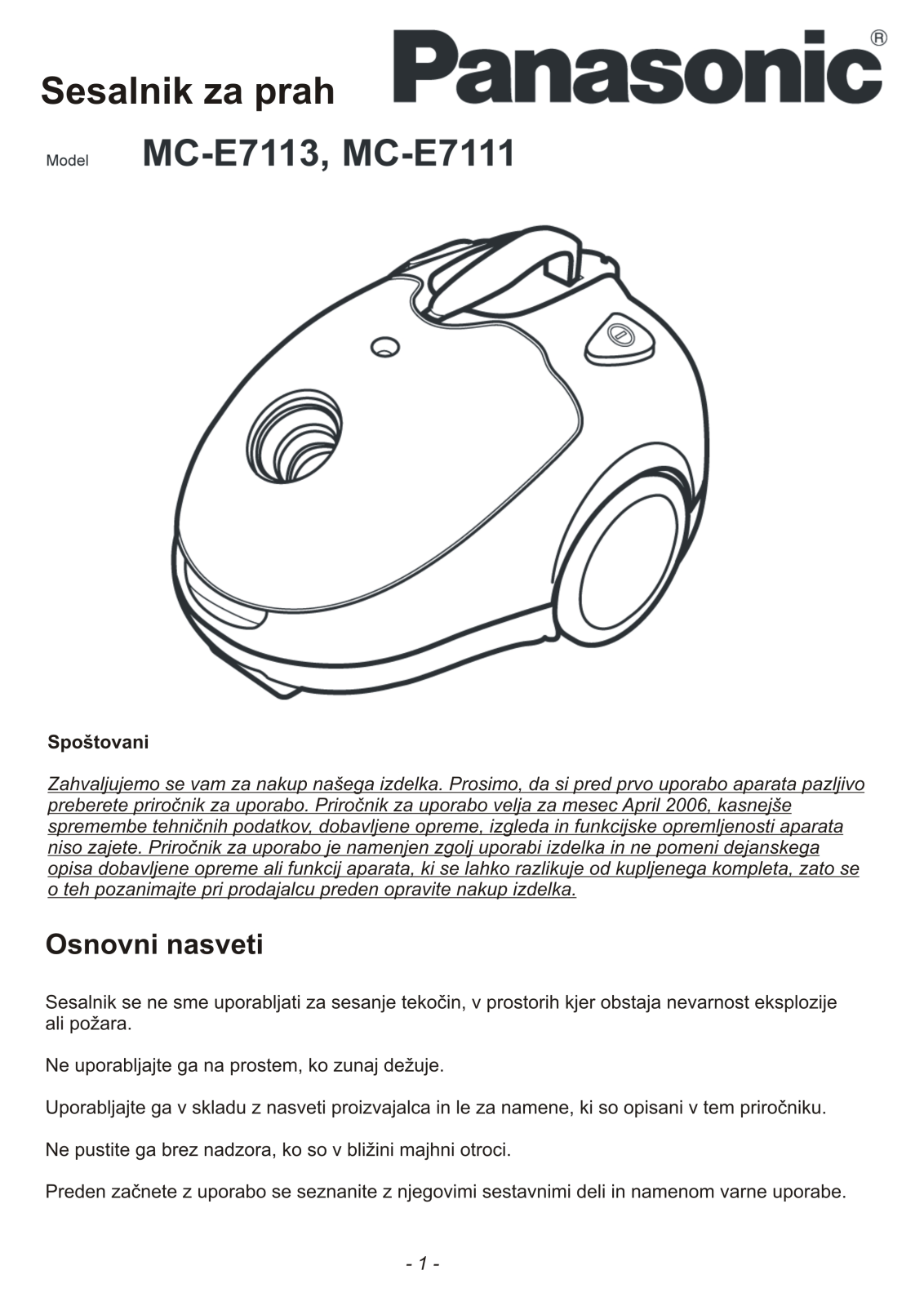 PANASONIC MCE7113 User Manual