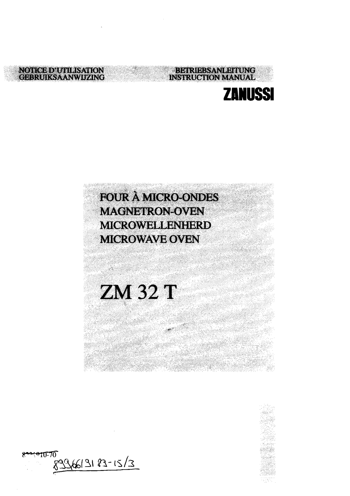 Zanussi ZM 32T Operating Manual