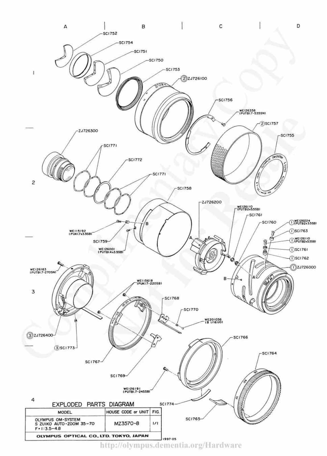 OLYMPUS 35-70mm f3.5-4.8 Service Manual