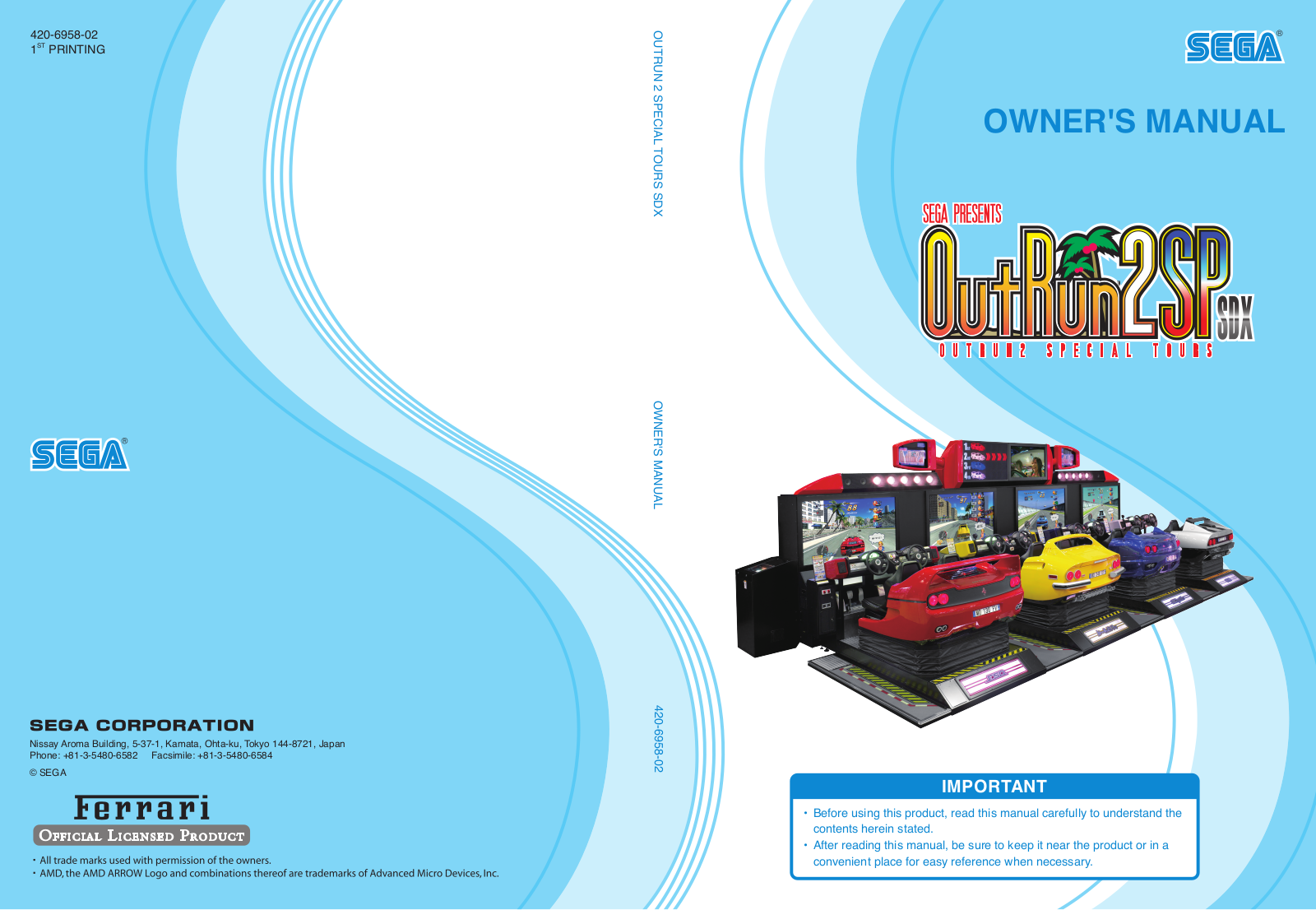 Sega OUTRUN 2 SPECIAL TOURS DELUXE TYPE PARTS CATALOG User Manual