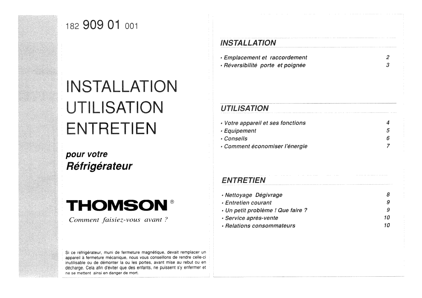 THOMSON SF 26 A, SF22B User Manual