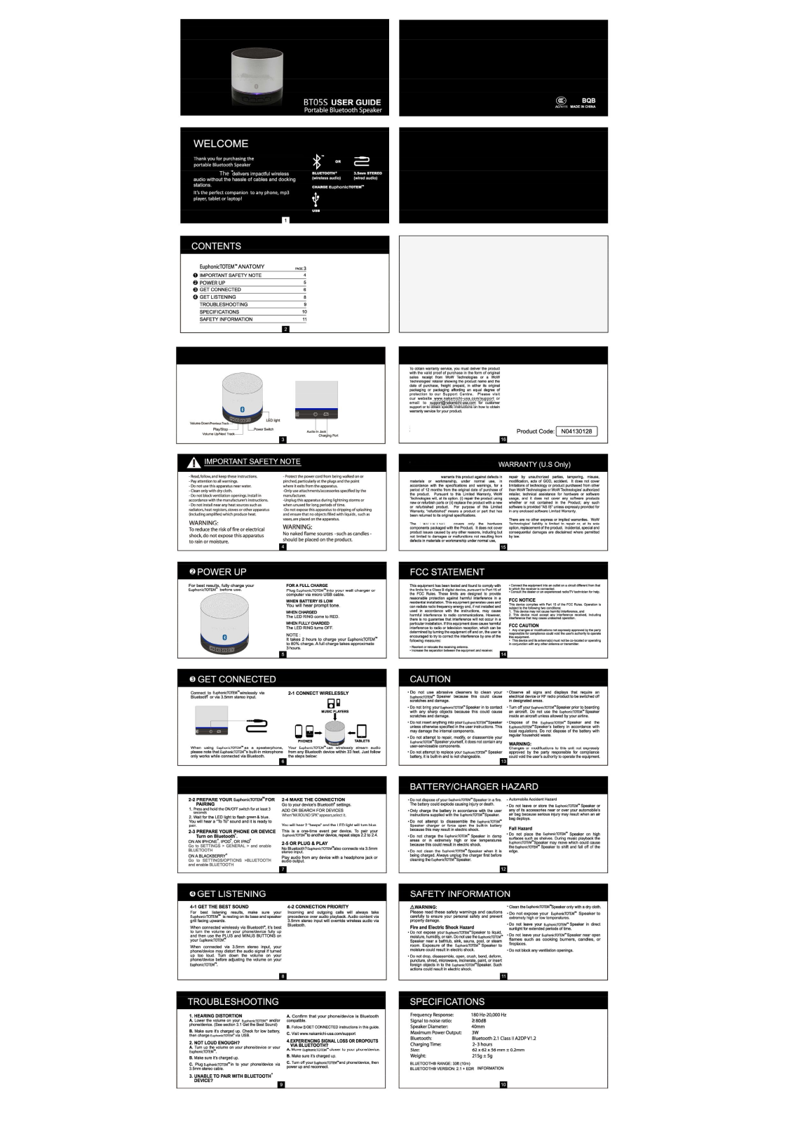 WEIKING TECHNOLOGY BT05S User Manual