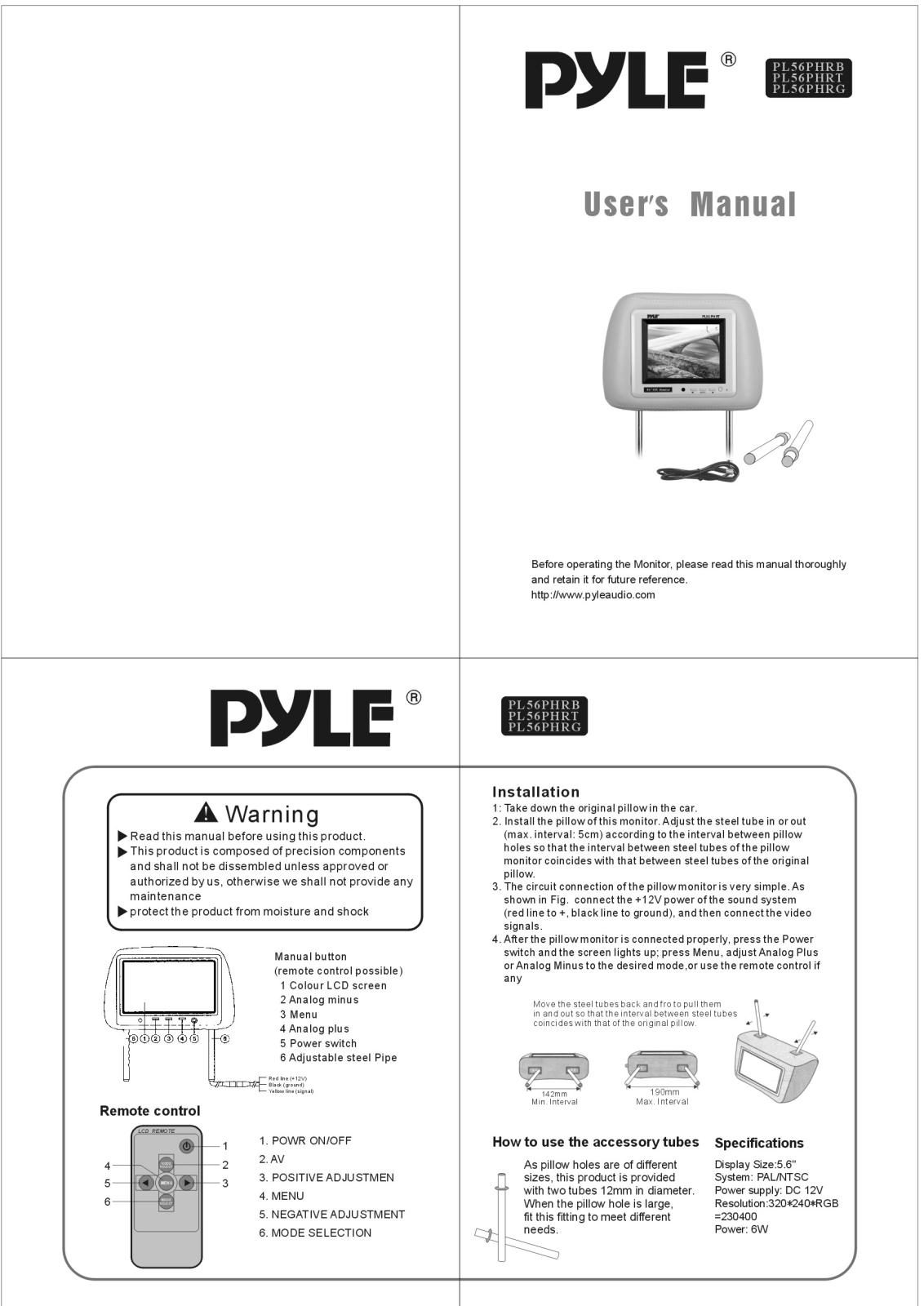 PYLE Audio PL56PHRT, PL56PHRB, PL56PHRG User Manual