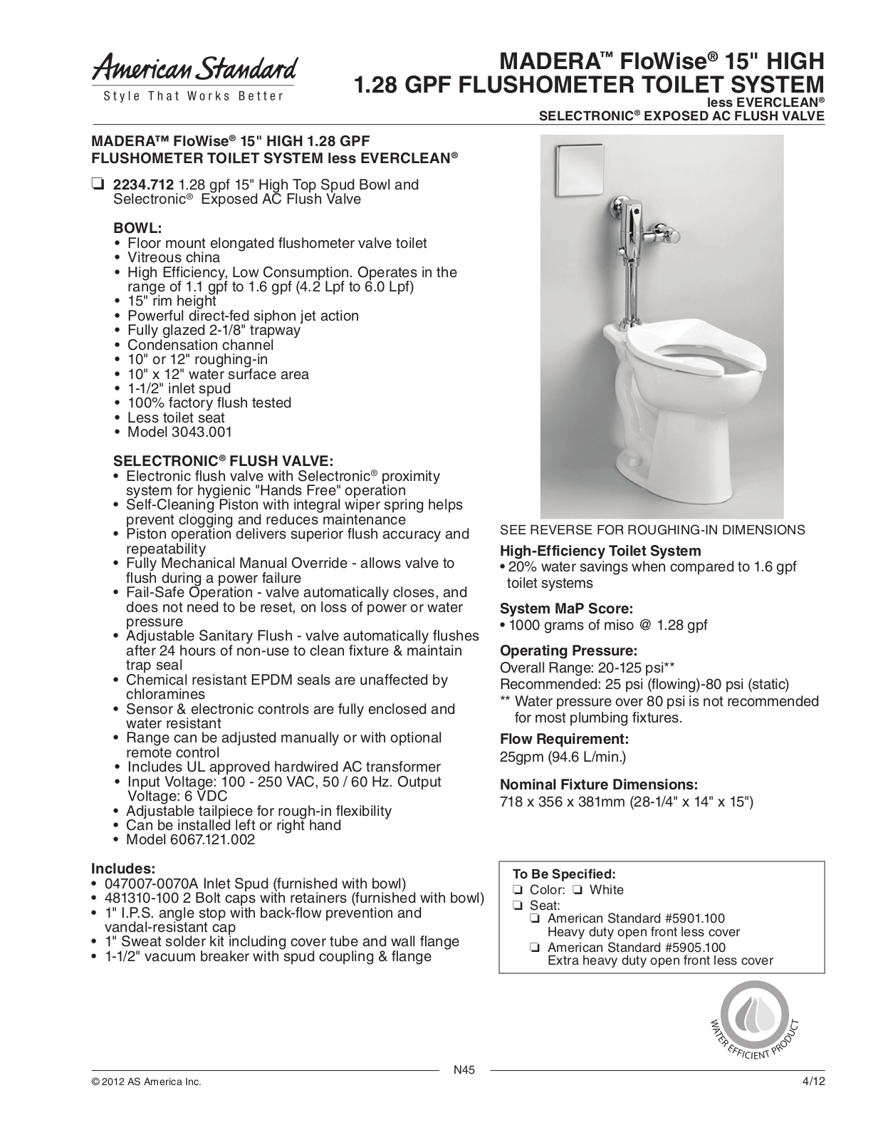 American Standard ASD8665 Specifications - ManualMachine.com