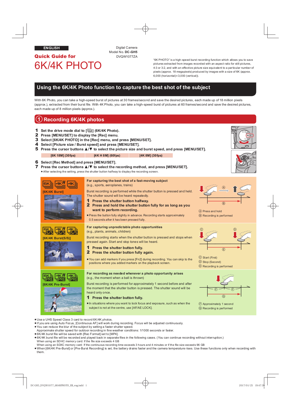 Panasonic DC-GH5 Quick Guide