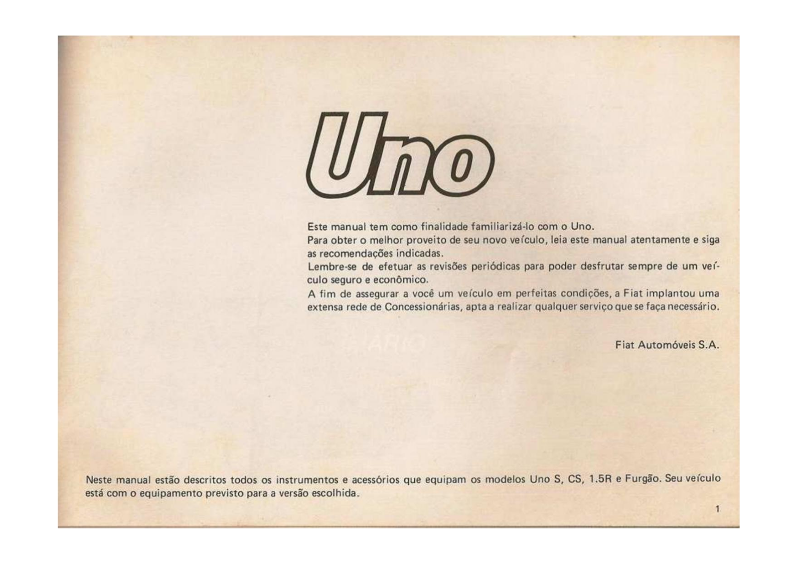 Fiat Uno User Manual