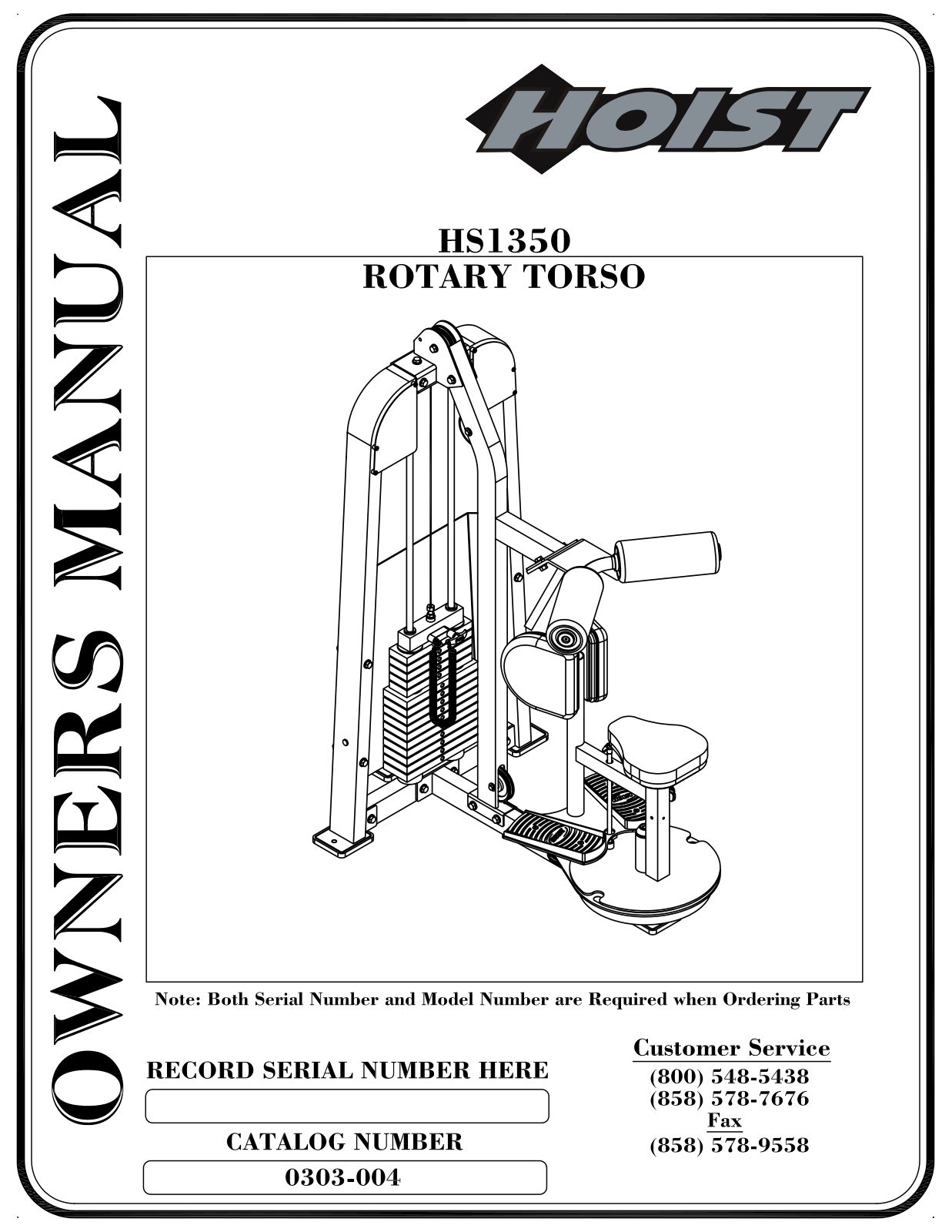 Hoist Fitness HS1350 User Manual