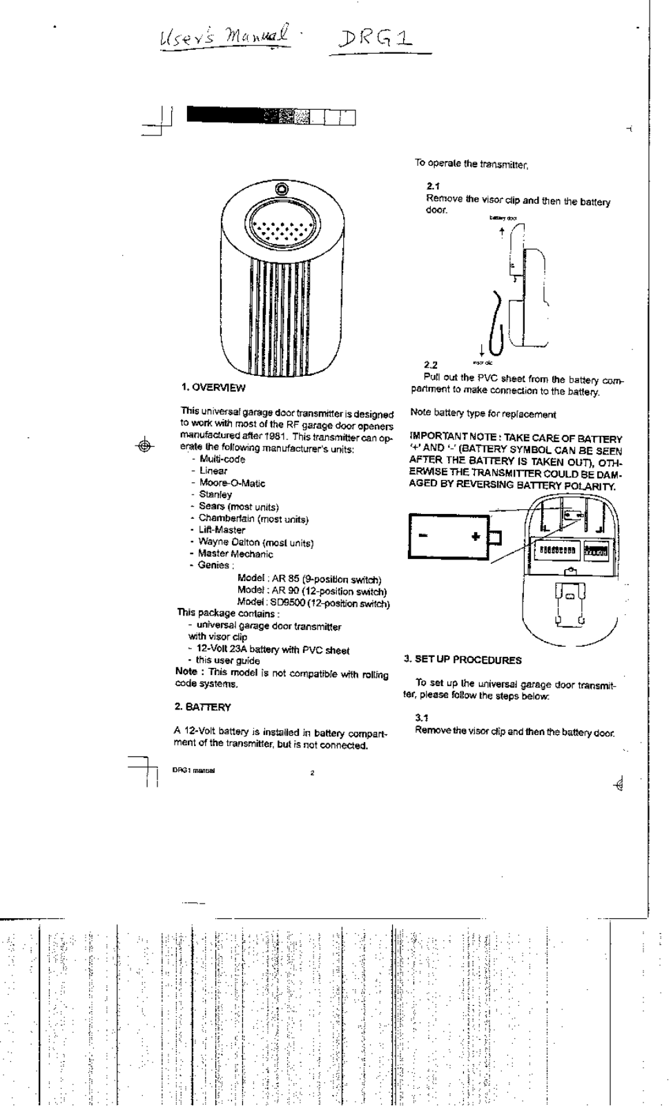 Computime DRG1 User Manual