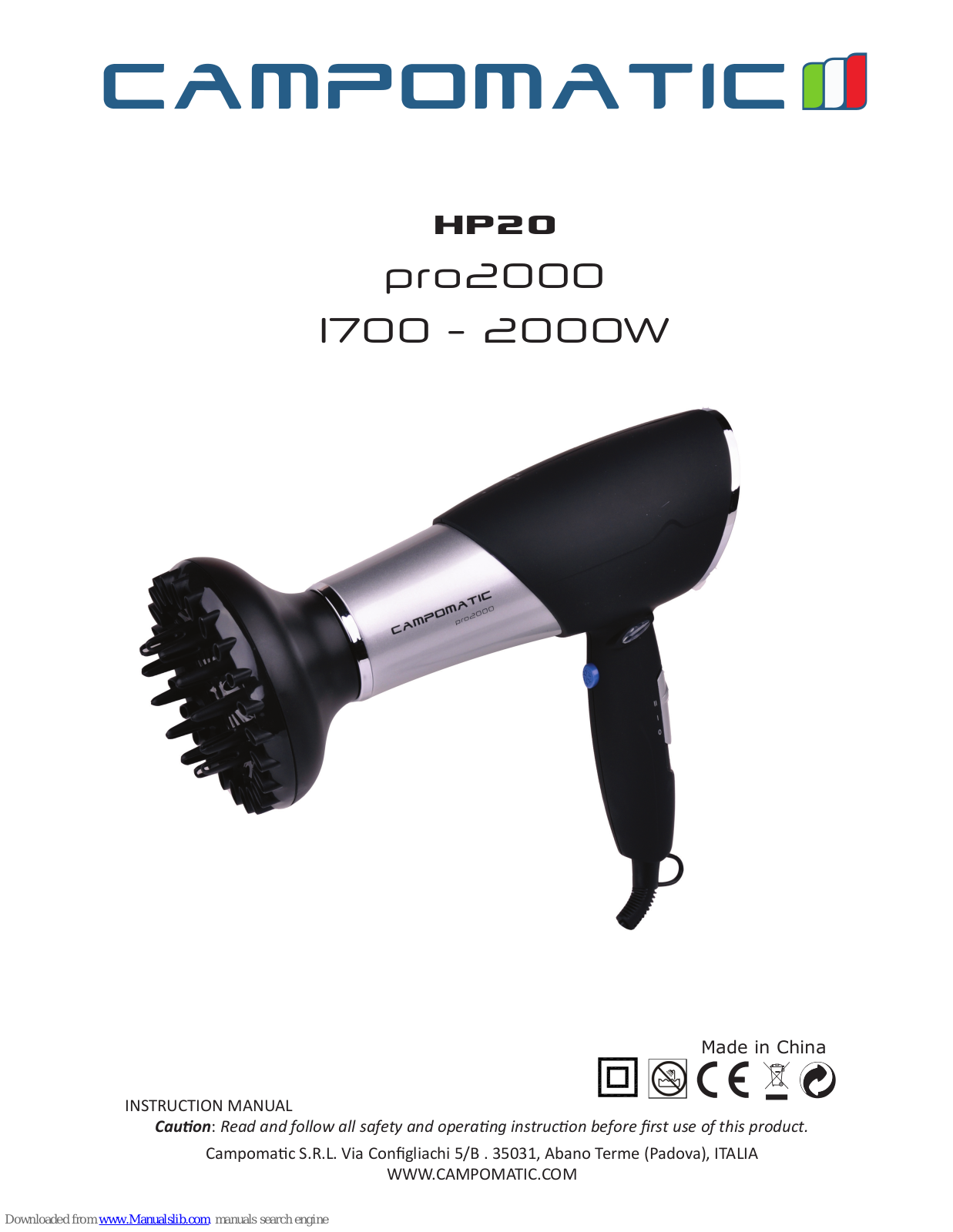 Campomatic hp20 pro2000 Instruction Manual - ManualMachine.com