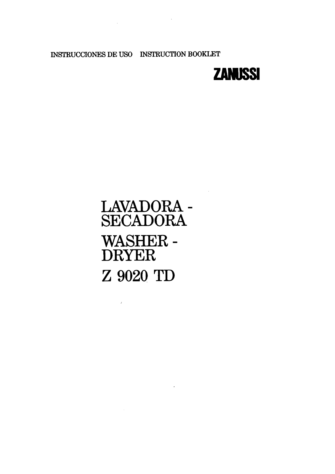 Zanussi Z9020TD Manual