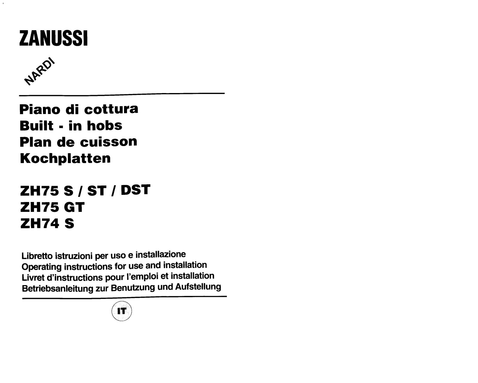 Zanussi ZH75S, ZH74S, ZH75DST User Manual