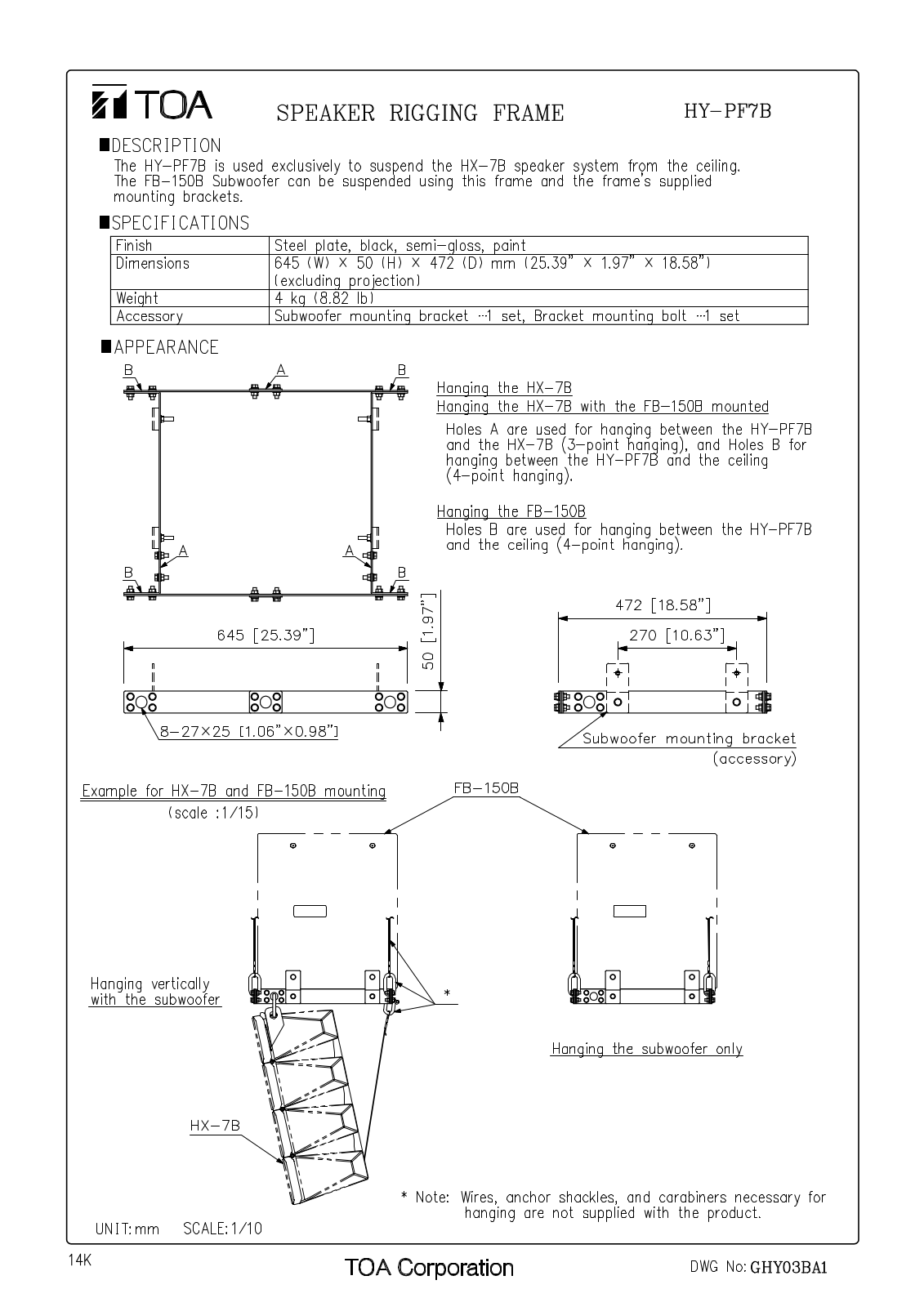 TOA HY-PF7B User Manual