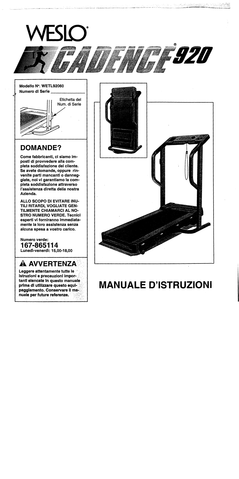 Weslo WETL92060 Owner's Manual