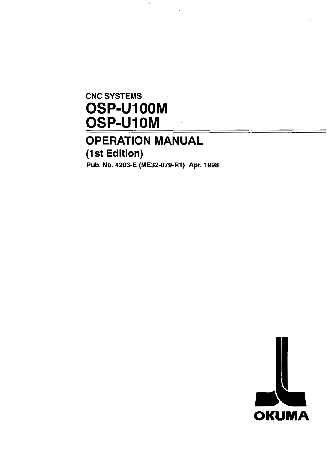 okuma OSP-U100M, OSP-U10M Operation Manual